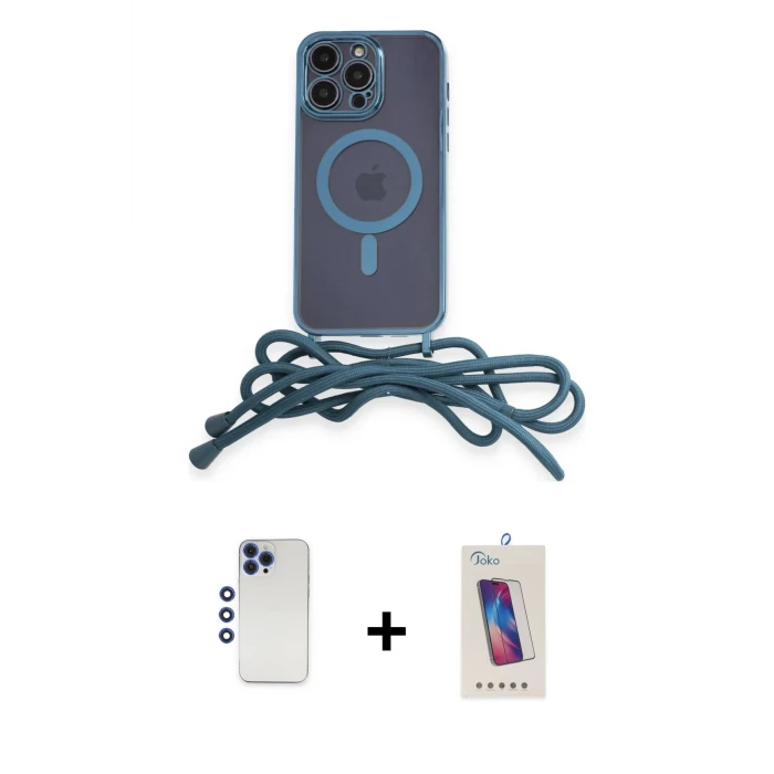 ieg™ iPhone 12 Pro Max Kılıf Eksen Özel Seri - Siyah Joko 5D Cam + Shine Kamera Lens - LT