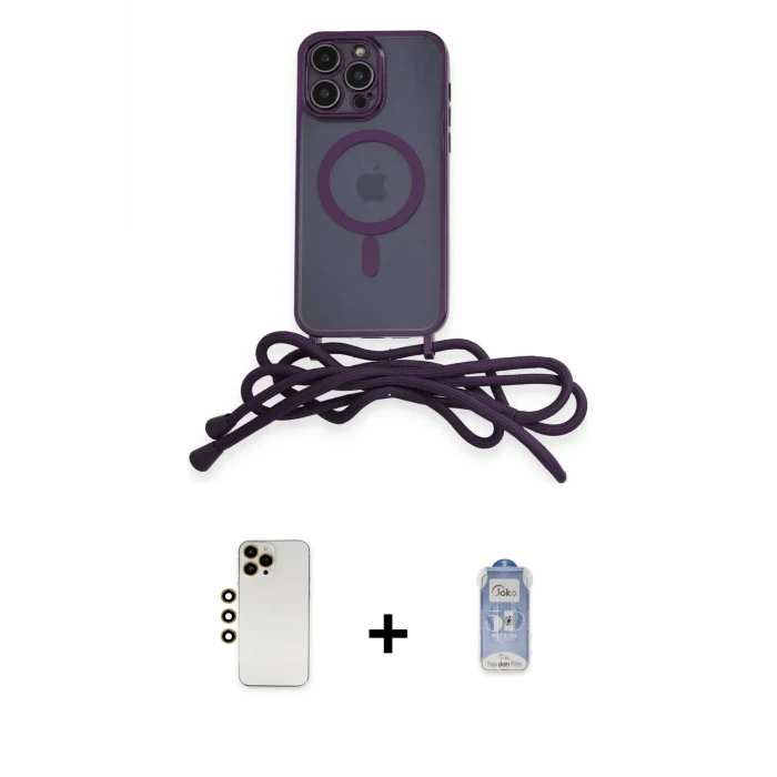 ieg™ iPhone 12 Pro Max Kılıf Eksen Özel Seri - Siyah Joko Magic 5D Cam + Shine Kamera Lens - GD