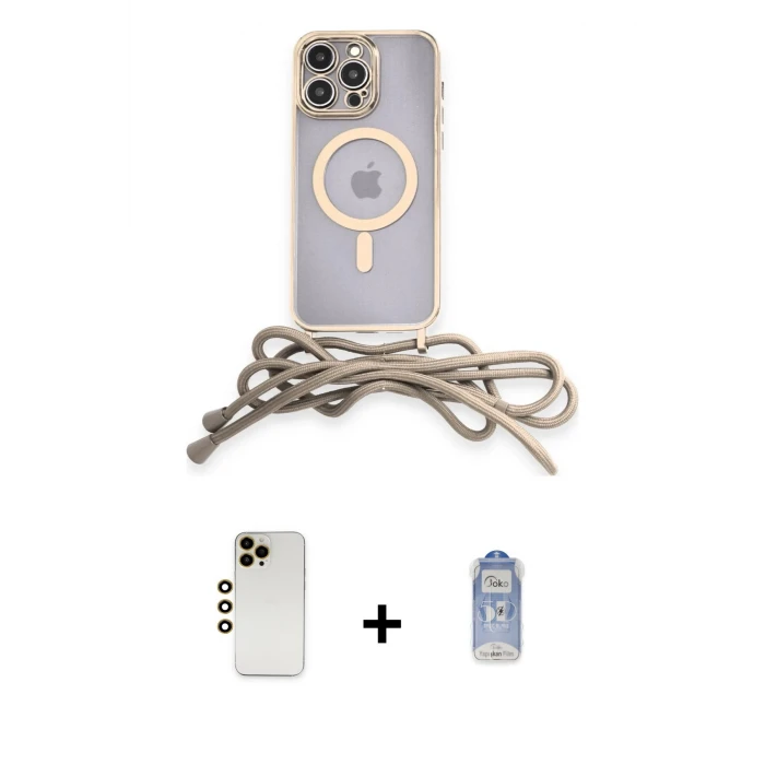 ieg™ iPhone 12 Pro Max Kılıf Eksen Özel Seri - Siyah Joko Magic 5D Cam + Shine Kamera Lens - GD