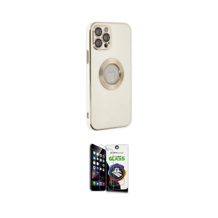 ieg™ iPhone 12 Pro Max Kılıf İz Form Serisi - Şeffaf Temperli Cam Ekran Koruyucu