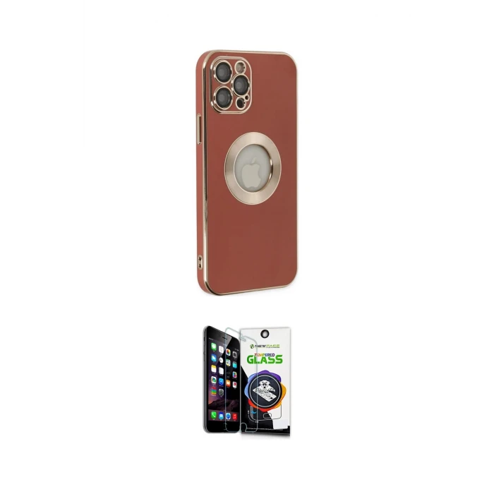 ieg™ iPhone 12 Pro Max Kılıf İz Form Serisi - Şeffaf Temperli Cam Ekran Koruyucu