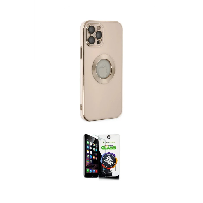 ieg™ iPhone 12 Pro Max Kılıf İz Form Serisi - Şeffaf Temperli Cam Ekran Koruyucu