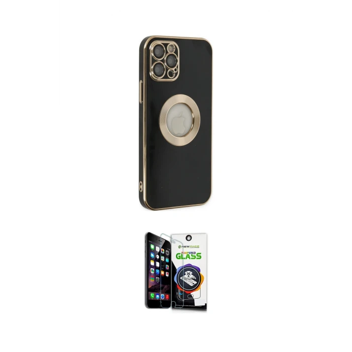 ieg™ iPhone 12 Pro Max Kılıf İz Form Serisi - Şeffaf Temperli Cam Ekran Koruyucu