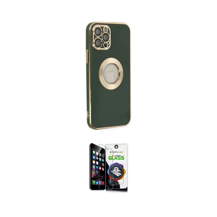 ieg™ iPhone 12 Pro Max Kılıf İz Form Serisi - Şeffaf Temperli Cam Ekran Koruyucu