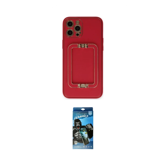 ieg™ iPhone 12 Pro Max Kılıf Kozmos Minimal Prime - Siyah 34D Izgaralı Cam