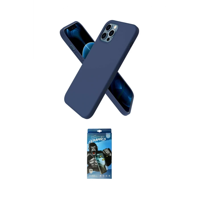 ieg™ iPhone 12 Pro Max Kılıf Kozmos Yansıma Özel Seri - Siyah 34D Izgaralı Cam