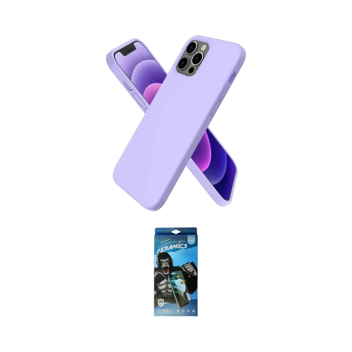 ieg™ iPhone 12 Pro Max Kılıf Kozmos Yansıma Özel Seri - Siyah 34D Izgaralı Cam