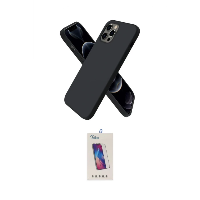 ieg™ iPhone 12 Pro Max Kılıf Kozmos Yansıma Özel Seri - Siyah Joko 5D Cam