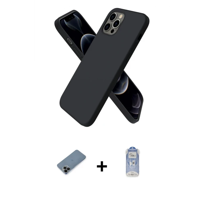 ieg™ iPhone 12 Pro Max Kılıf Kozmos Yansıma Özel Seri - Siyah Joko Magic 5D Cam + Shine Kamera Lens Koruma Cam - SH