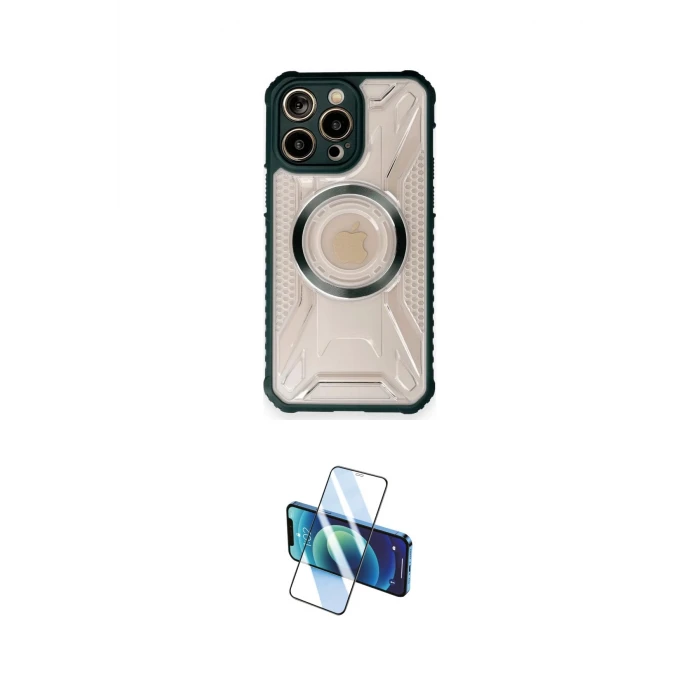 ieg™ iPhone 12 Pro Max Kılıf Kutup Modern - Siyah 3D Antistatik Cam Ekran Koruyucu