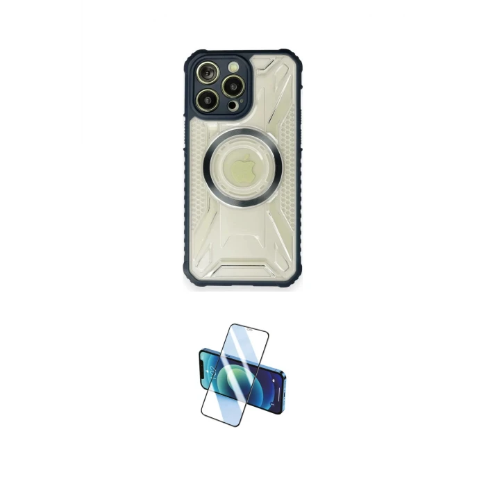 ieg™ iPhone 12 Pro Max Kılıf Kutup Modern - Siyah 3D Antistatik Cam Ekran Koruyucu