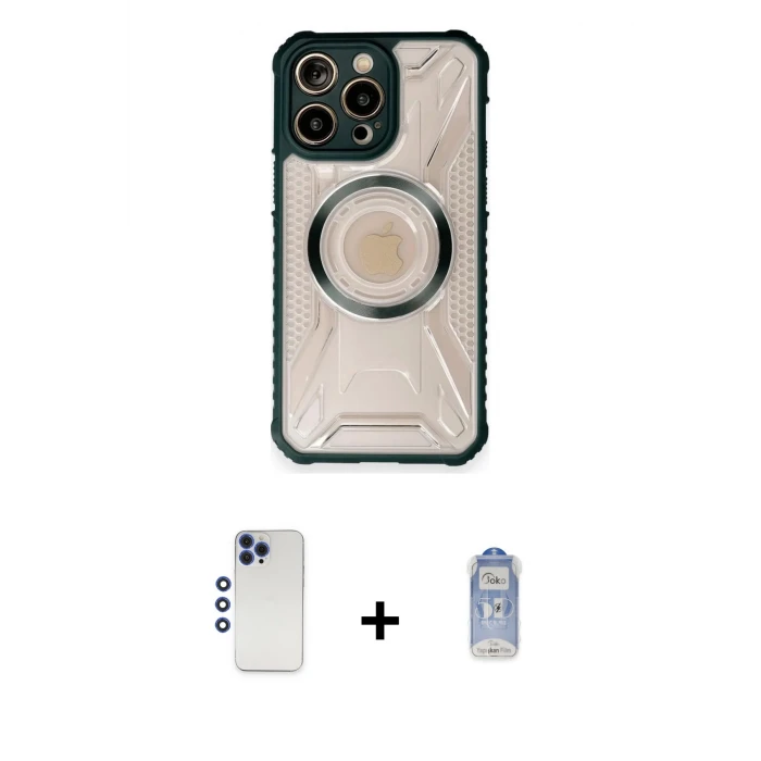 ieg™ iPhone 12 Pro Max Kılıf Kutup Modern - Siyah Joko Magic 5D Cam + Shine Kamera Lens - LT