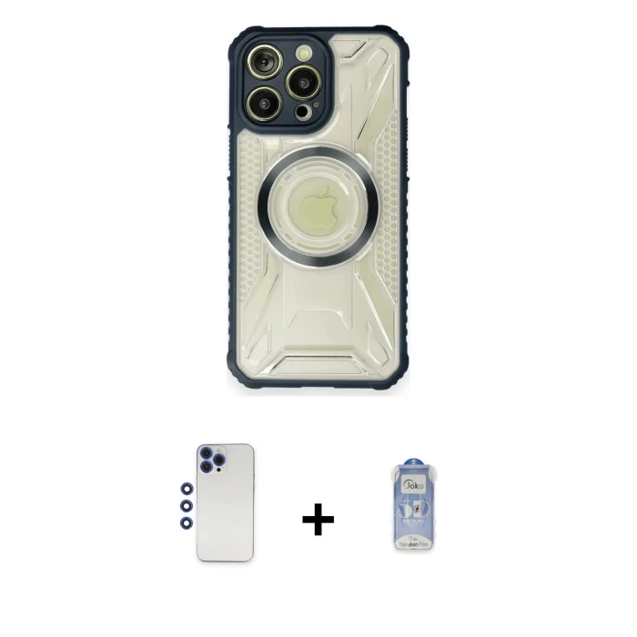 ieg™ iPhone 12 Pro Max Kılıf Kutup Modern - Siyah Joko Magic 5D Cam + Shine Kamera Lens - LT