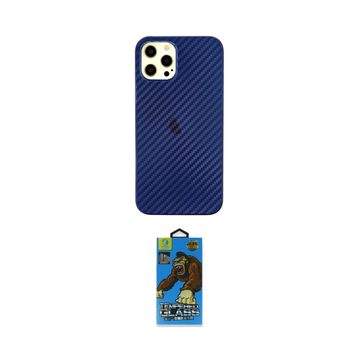 ieg™ iPhone 12 Pro Max Kılıf Nova Çizgi - Siyah 18D Cam Ekran Koruyucu