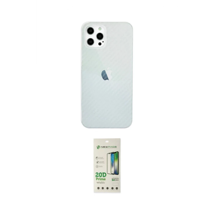 ieg™ iPhone 12 Pro Max Kılıf Nova Çizgi - Siyah 20D Premium Cam Ekran Koruyucu