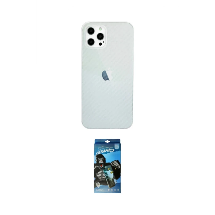 ieg™ iPhone 12 Pro Max Kılıf Nova Çizgi - Siyah 34D Izgaralı Cam