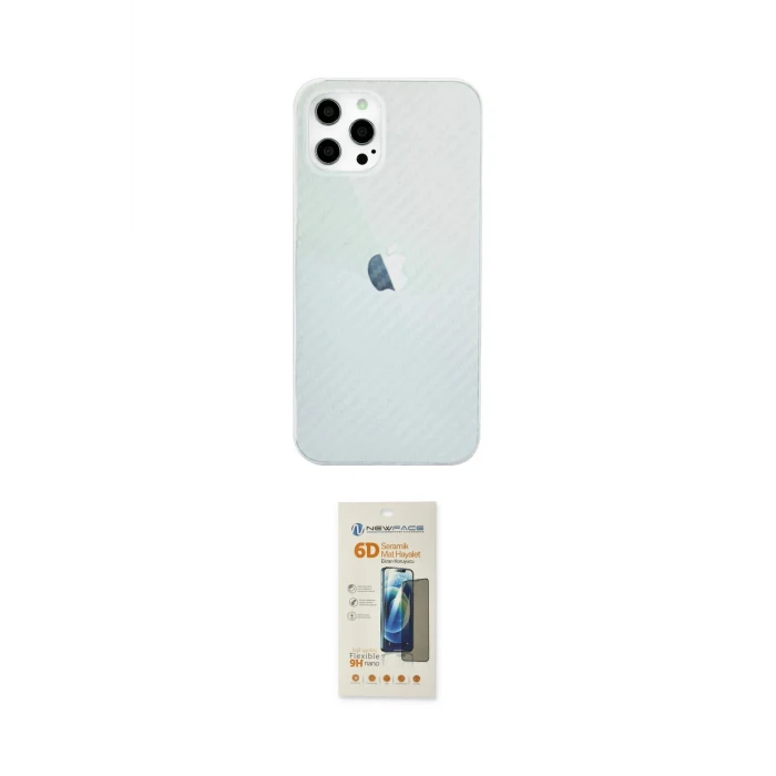 ieg™ iPhone 12 Pro Max Kılıf Nova Çizgi - Siyah 6D Mat Seramik Hayalet Nano Ekran Koruyucu
