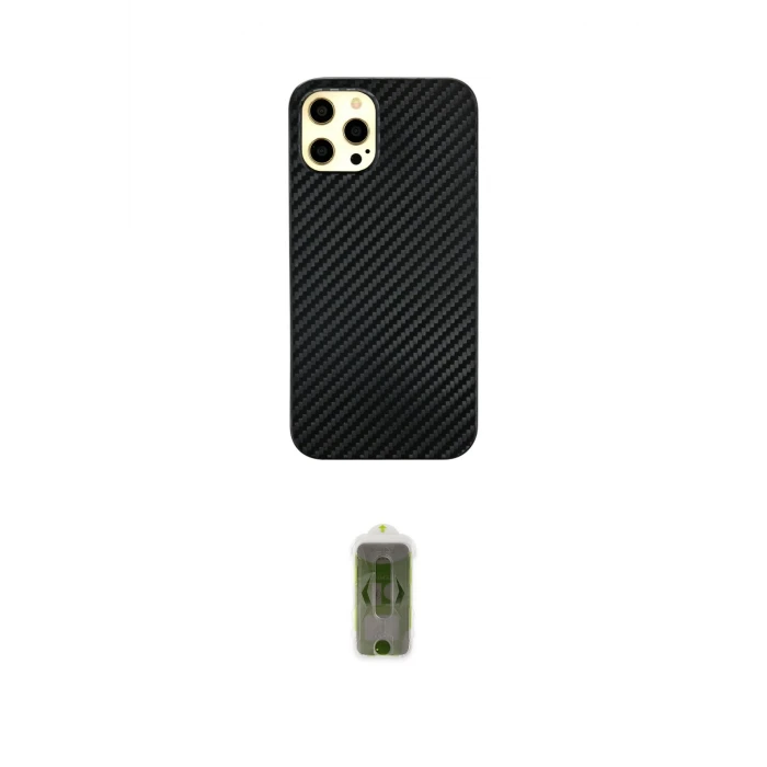 ieg™ iPhone 12 Pro Max Kılıf Nova Çizgi - Siyah Joko Magic 5D Hayalet Cam
