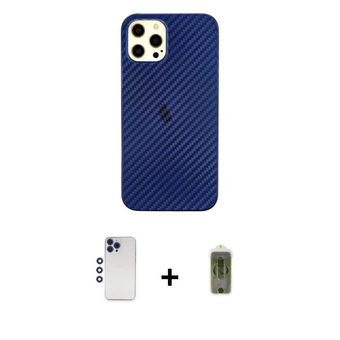 ieg™ iPhone 12 Pro Max Kılıf Nova Çizgi - Siyah Joko Magic 5D Hayalet Cam + Shine Kamera Lens - LT