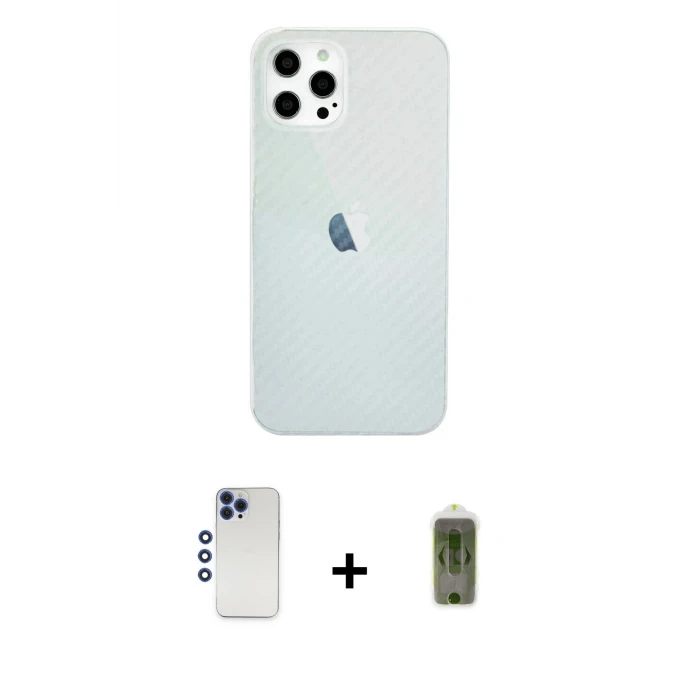ieg™ iPhone 12 Pro Max Kılıf Nova Çizgi - Siyah Joko Magic 5D Hayalet Cam + Shine Kamera Lens - LT