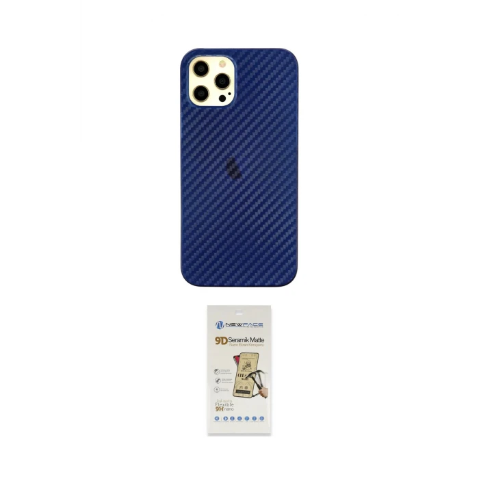 ieg™ iPhone 12 Pro Max Kılıf Nova Çizgi - Siyah Mat Seramik Nano Ekran Koruyucu