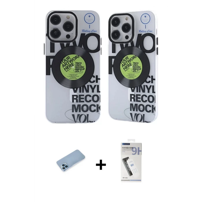 ieg™ iPhone 12 Pro Max Kılıf Nova Doku Koleksiyonu - Şeffaf Uv Polymer Nano Ekran Koruyucu + Shine Kamera Lens Koruma Cam - MI