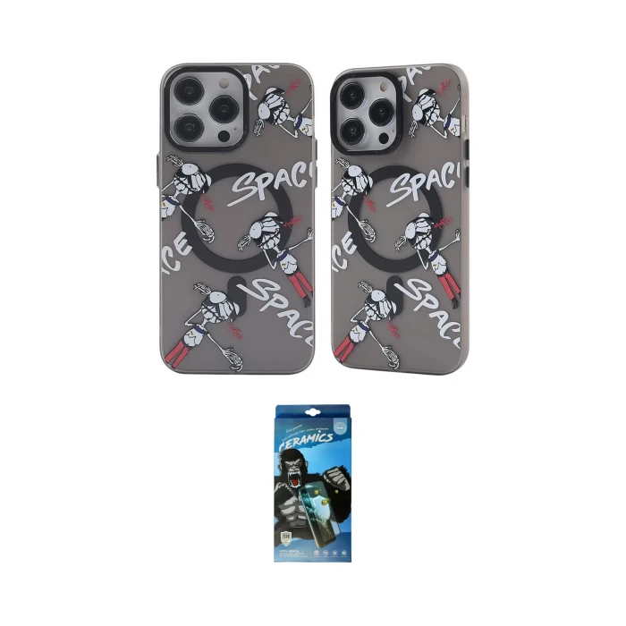 ieg™ iPhone 12 Pro Max Kılıf Nova Doku Koleksiyonu - Siyah 34D Izgaralı Cam