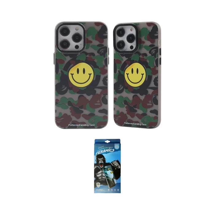 ieg™ iPhone 12 Pro Max Kılıf Nova Doku Koleksiyonu - Siyah 34D Izgaralı Cam