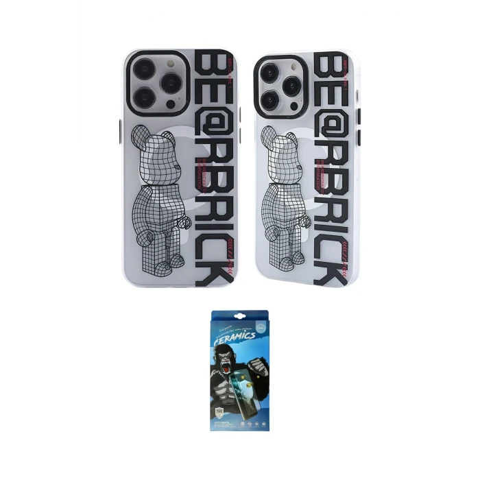 ieg™ iPhone 12 Pro Max Kılıf Nova Doku Koleksiyonu - Siyah 34D Izgaralı Cam