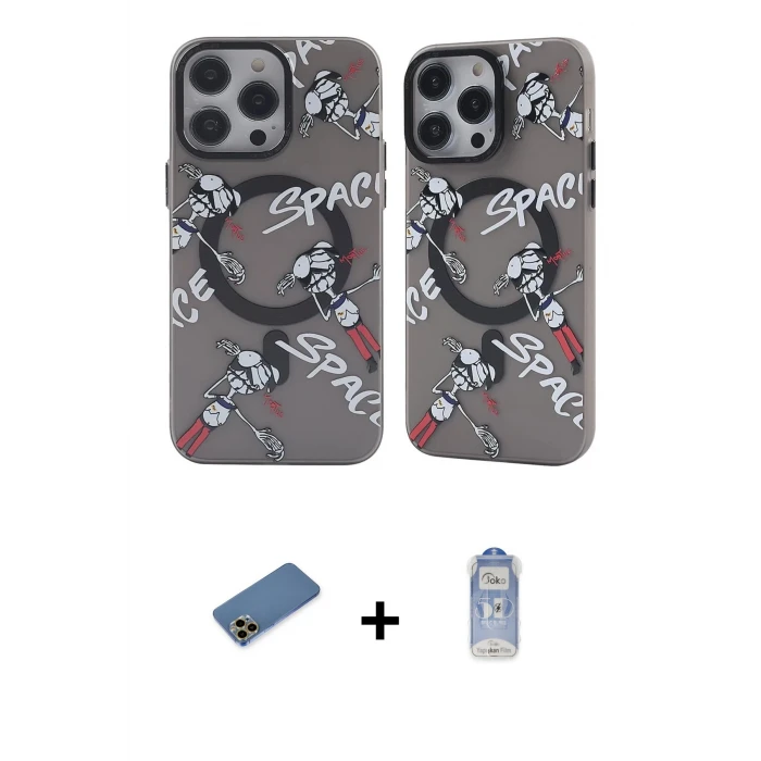 ieg™ iPhone 12 Pro Max Kılıf Nova Doku Koleksiyonu - Siyah Joko Magic 5D Cam + Shine Kamera Lens Koruma Cam - GD