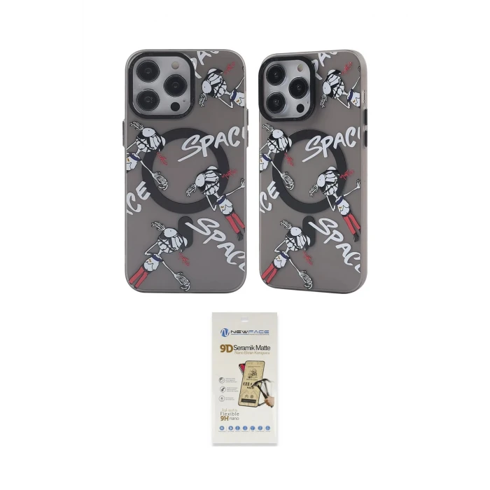ieg™ iPhone 12 Pro Max Kılıf Nova Doku Koleksiyonu - Siyah Mat Seramik Nano Ekran Koruyucu