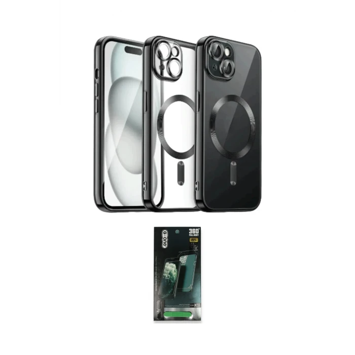 ieg™ iPhone 12 Pro Max Kılıf Nova Işık Özel Seri - Şeffaf 360 Full Body Arka Koruyucu