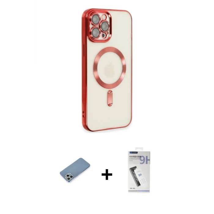 ieg™ iPhone 12 Pro Max Kılıf Nova Işık Özel Seri - Şeffaf Uv Polymer Nano Ekran Koruyucu + Gümüş Shine Kamera Lens Koruma Cam
