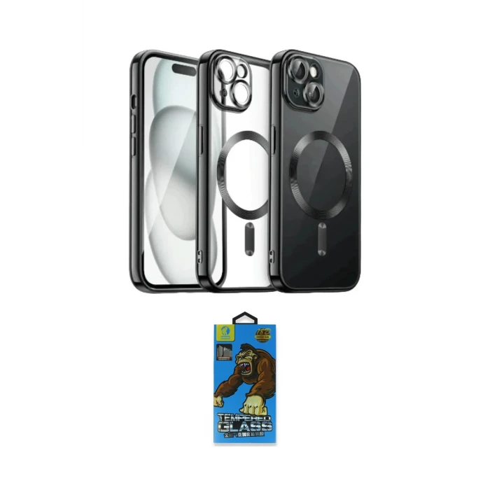 ieg™ iPhone 12 Pro Max Kılıf Nova Işık Özel Seri - Siyah 18D Cam Ekran Koruyucu