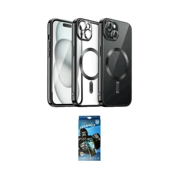 ieg™ iPhone 12 Pro Max Kılıf Nova Işık Özel Seri - Siyah 34D Izgaralı Cam