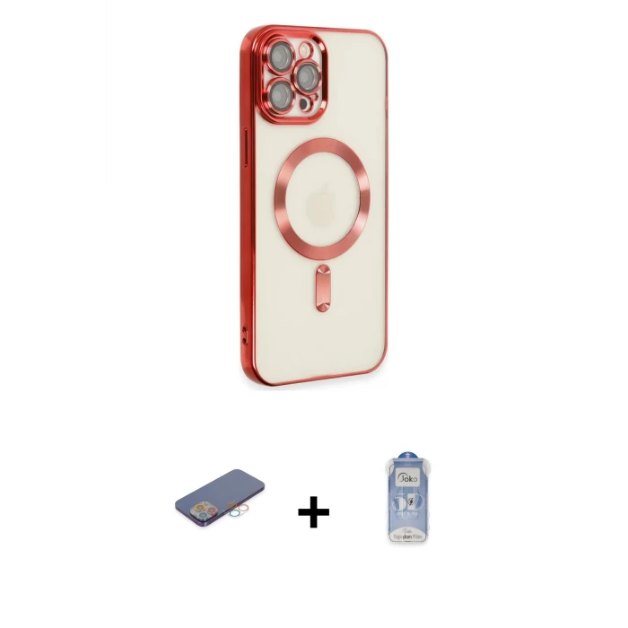 ieg™ iPhone 12 Pro Max Kılıf Nova Işık Özel Seri - Siyah Joko Magic 5D Cam + Renkli Kamera Lens Koruma Cam - PE