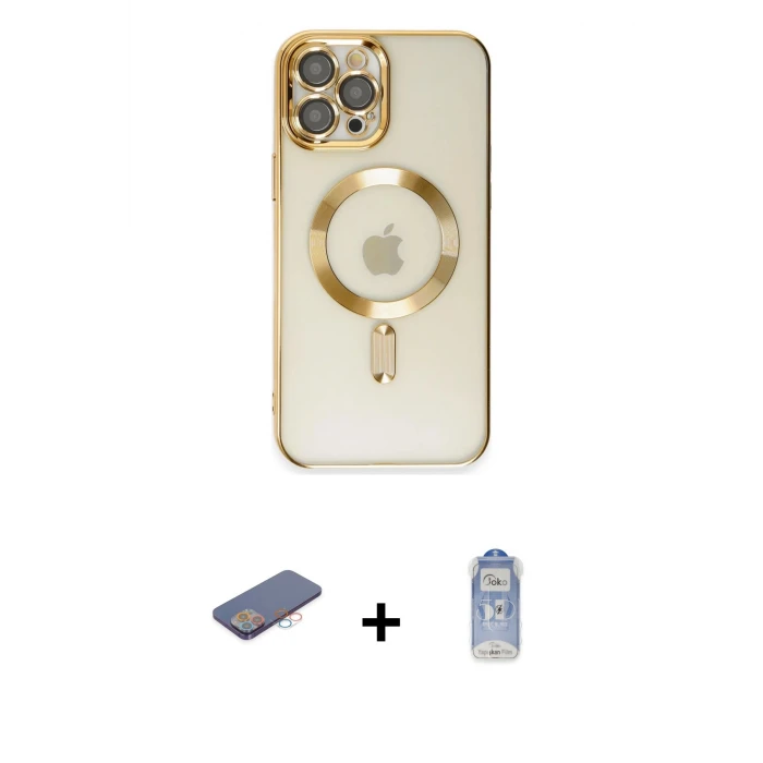 ieg™ iPhone 12 Pro Max Kılıf Nova Işık Özel Seri - Siyah Joko Magic 5D Cam + Renkli Kamera Lens Koruma Cam - PE