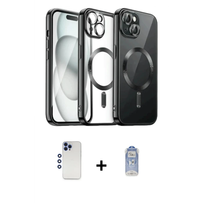 ieg™ iPhone 12 Pro Max Kılıf Nova Işık Özel Seri - Siyah Joko Magic 5D Cam + Shine Kamera Lens - LT