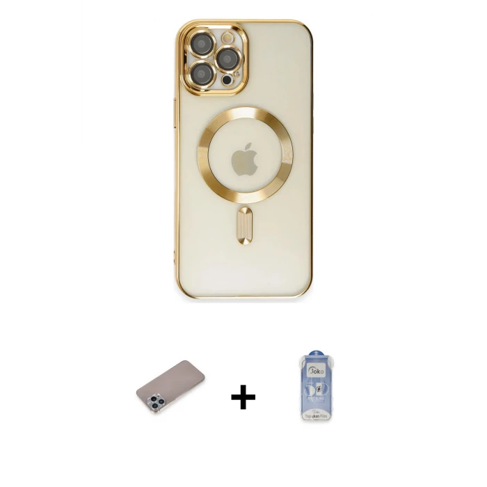 ieg™ iPhone 12 Pro Max Kılıf Nova Işık Özel Seri - Siyah Joko Magic 5D Cam + Sierra Blue Shine Kamera Lens Koruma Cam
