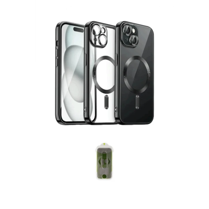 ieg™ iPhone 12 Pro Max Kılıf Nova Işık Özel Seri - Siyah Joko Magic 5D Hayalet Cam