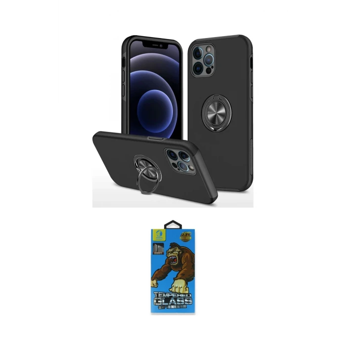 ieg™ iPhone 12 Pro Max Kılıf Odak Form Prime - Siyah 18D Cam Ekran Koruyucu