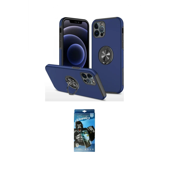 ieg™ iPhone 12 Pro Max Kılıf Odak Form Prime - Siyah 34D Izgaralı Cam