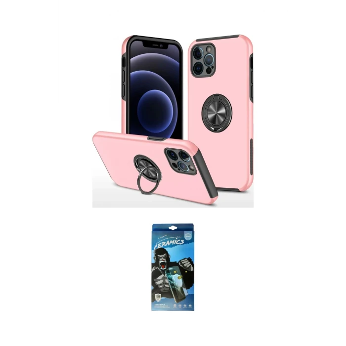 ieg™ iPhone 12 Pro Max Kılıf Odak Form Prime - Siyah 34D Izgaralı Cam