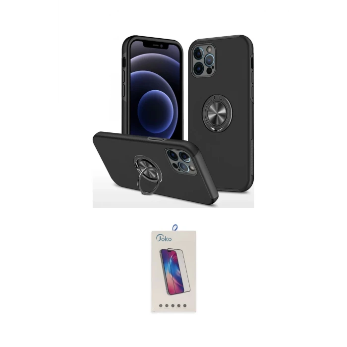 ieg™ iPhone 12 Pro Max Kılıf Odak Form Prime - Siyah Joko 5D Cam