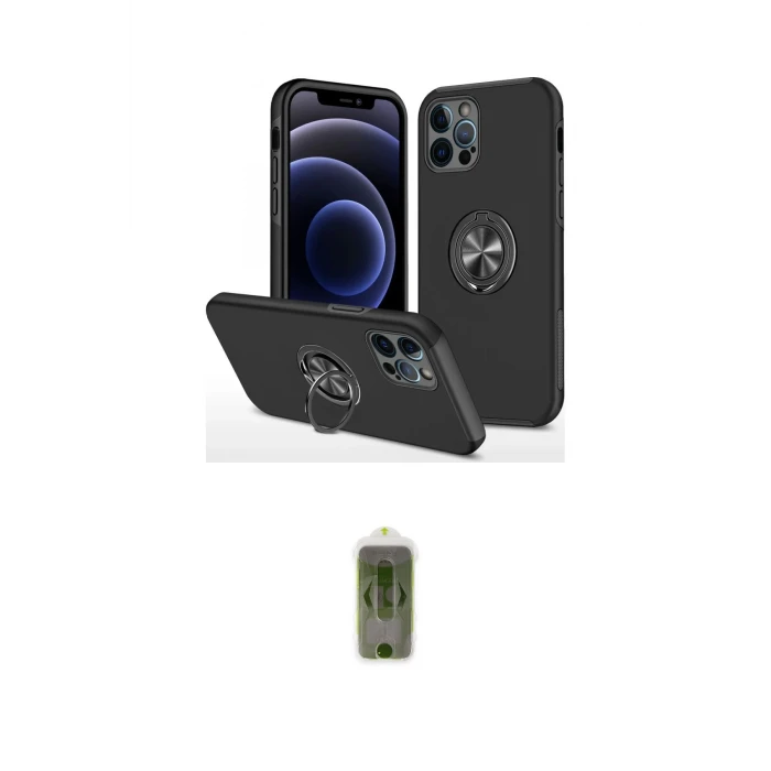 ieg™ iPhone 12 Pro Max Kılıf Odak Form Prime - Siyah Joko Magic 5D Hayalet Cam