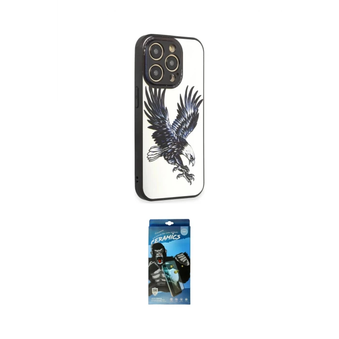 ieg™ iPhone 12 Pro Max Kılıf Odak Klasik Serisi - Siyah 34D Izgaralı Cam