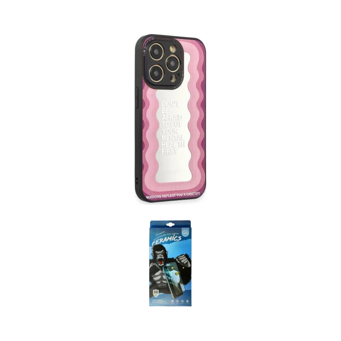 ieg™ iPhone 12 Pro Max Kılıf Odak Klasik Serisi - Siyah 34D Izgaralı Cam