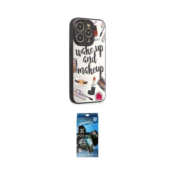 ieg™ iPhone 12 Pro Max Kılıf Odak Klasik Serisi - Siyah 34D Izgaralı Cam