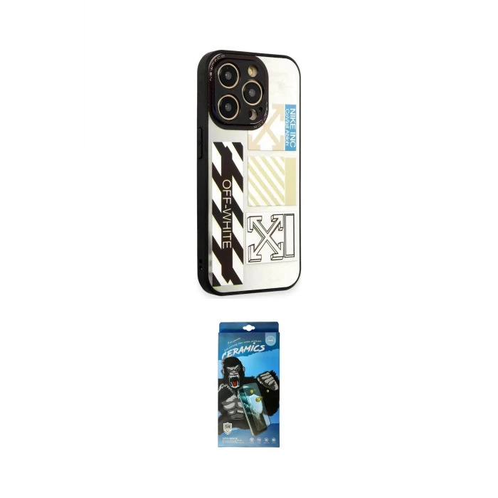 ieg™ iPhone 12 Pro Max Kılıf Odak Klasik Serisi - Siyah 34D Izgaralı Cam