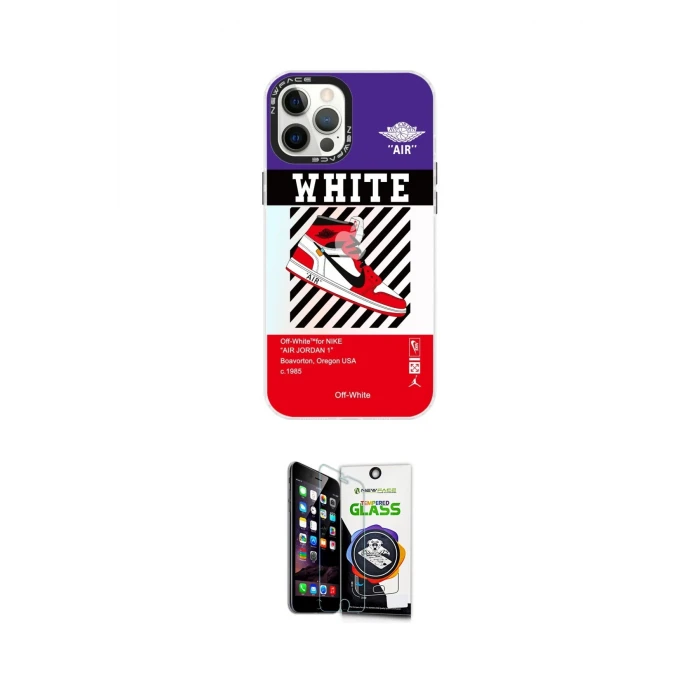 ieg™ iPhone 12 Pro Max Kılıf Siluet Çizgi Koleksiyonu - Şeffaf Temperli Cam Ekran Koruyucu